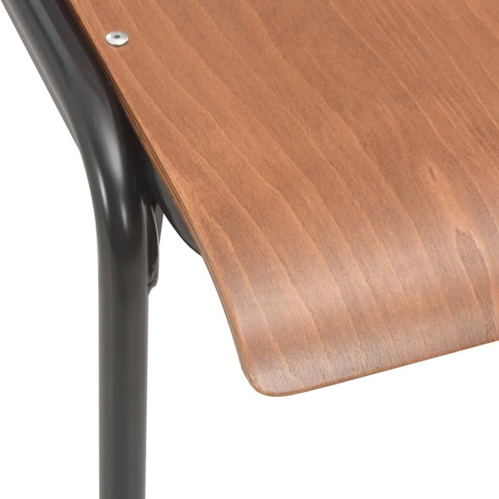 Set of 2 Modern Stackable Dining Chairs Plywood & Steel Brown