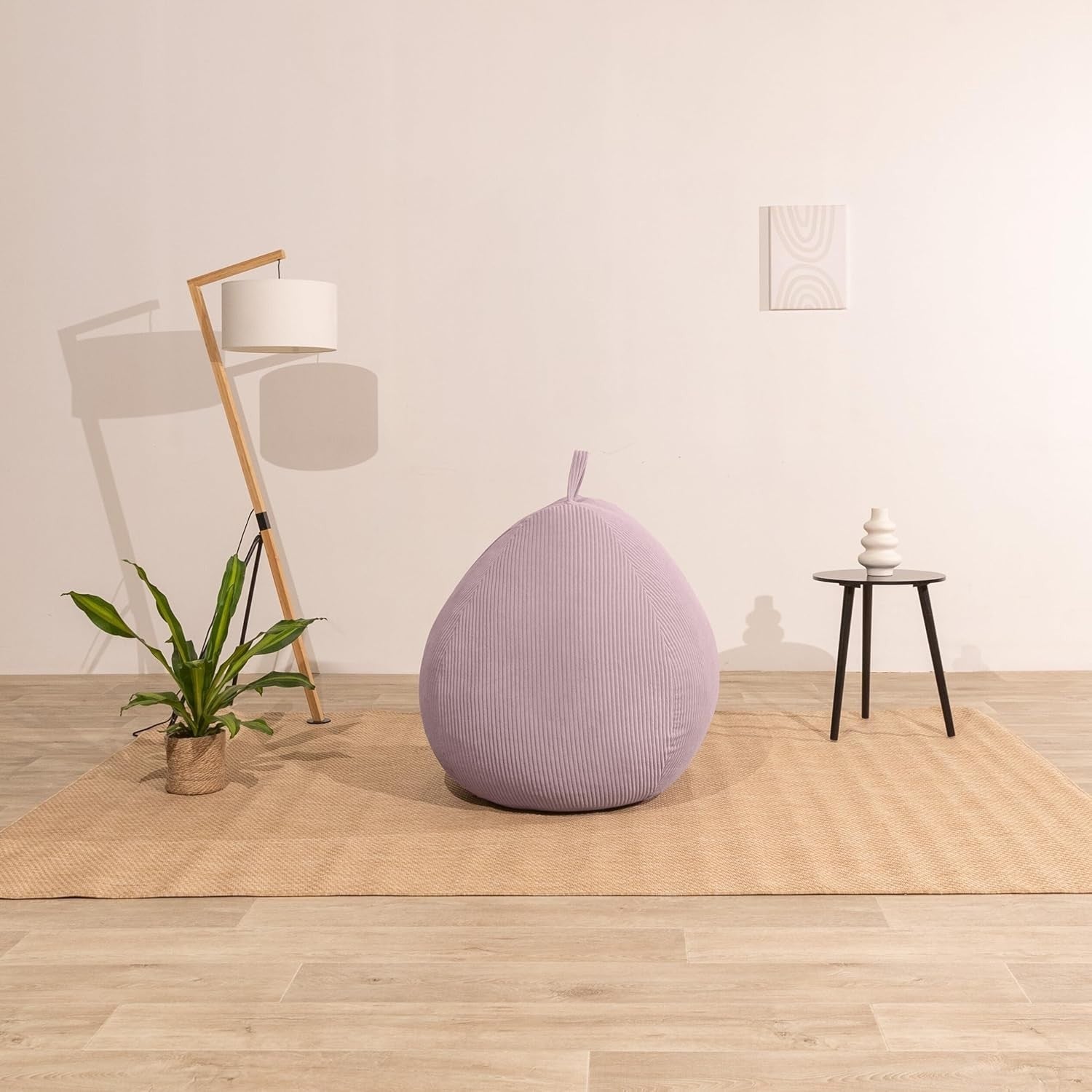 Corduroy Bean Bag Chair 120x100cm Soft Foam Filling Removable Washable Cover