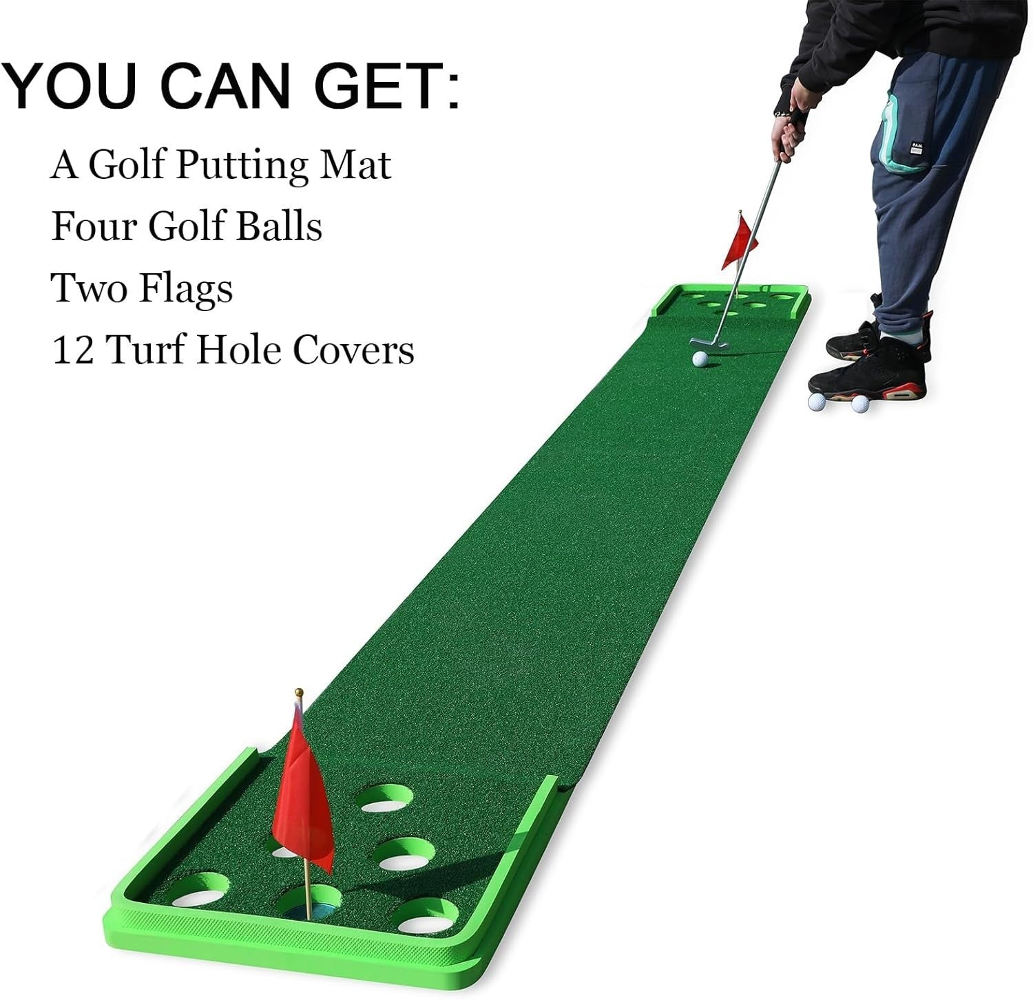 Indoor Putting Green Golf Game Mat Set Practice Training Home Office