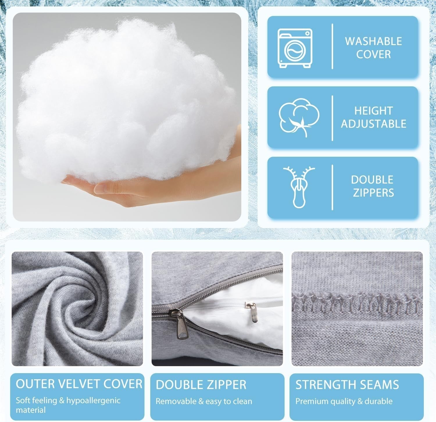 Cooling Pregnancy Pillow J Shape Full Body Maternity Support Removable Cover