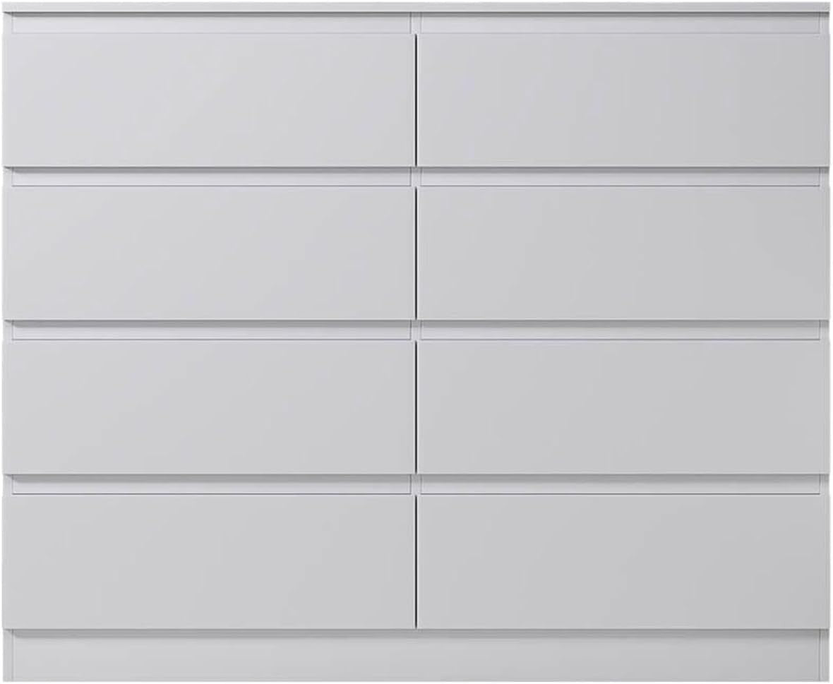 Modern 8-Drawer White Chest Extra Large Storage Bedroom Organizer Compact