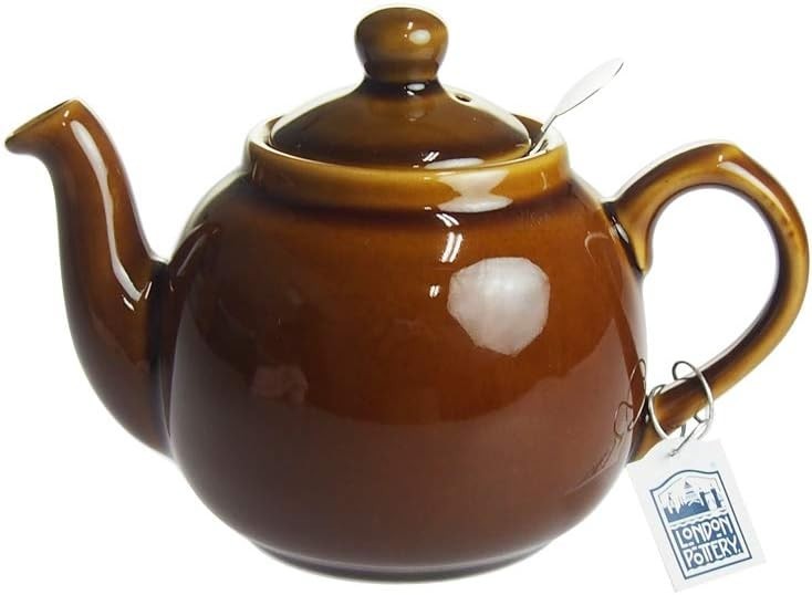 Ceramic Teapot with Infuser 600ml Brown Farmhouse Loose Leaf Tea Pot