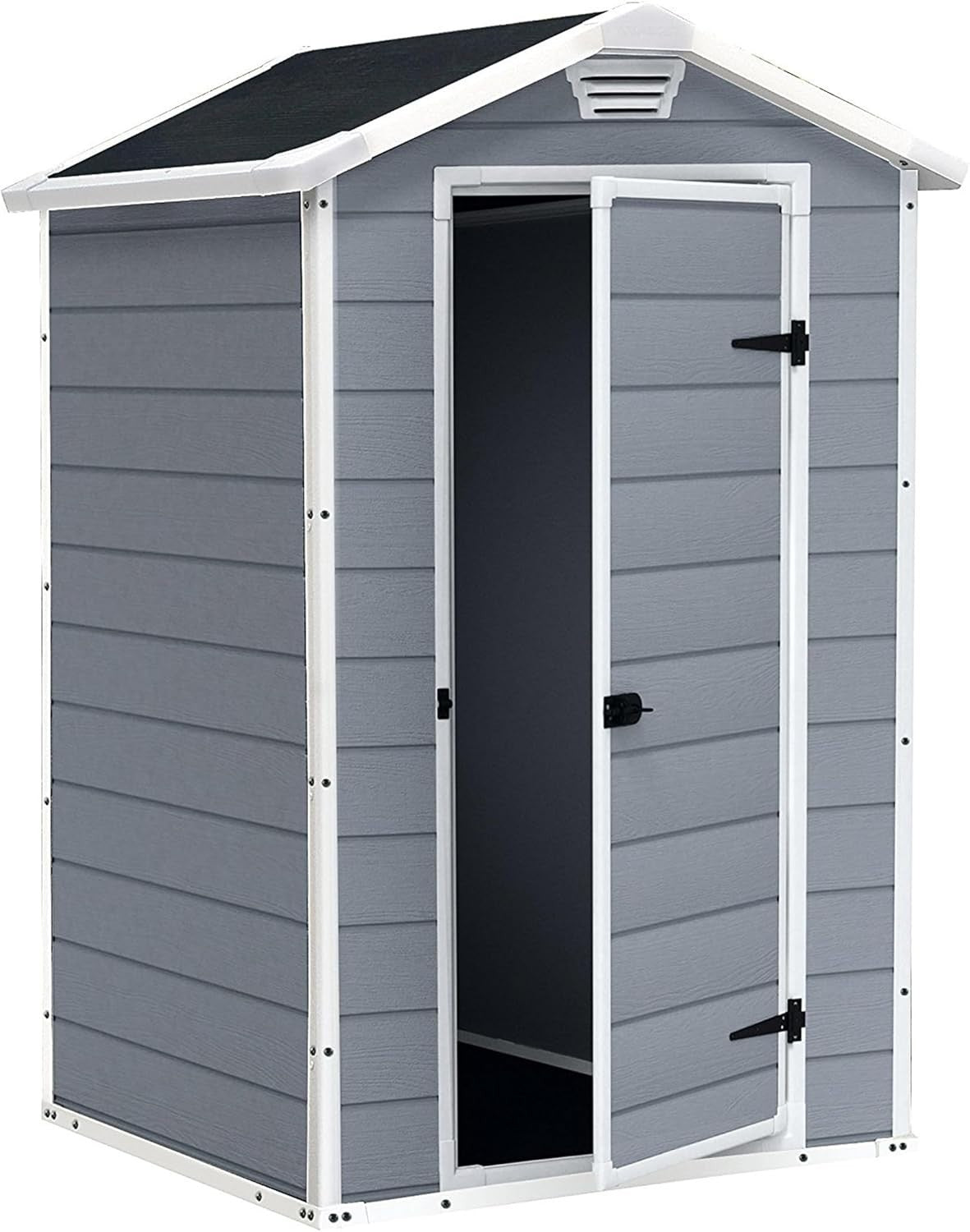 Outdoor Plastic Garden Shed with Floor & Lock Option Weatherproof Storage 4x3ft