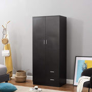 2 Door Wardrobe with Drawers & Hanging Rail | Modern Black Bedroom Storage
