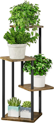 4 Tier Black Metal Plant Stand Indoor Outdoor Corner Tall Flower Shelf Rack