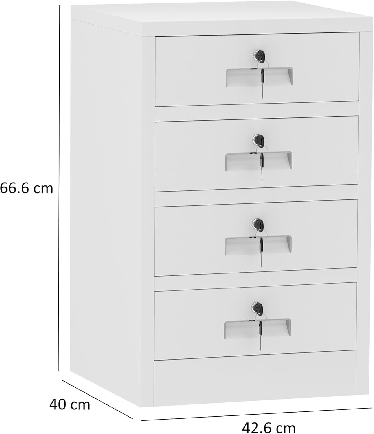 4 Drawer Metal Storage Cabinet Lockable Office Home Organiser White