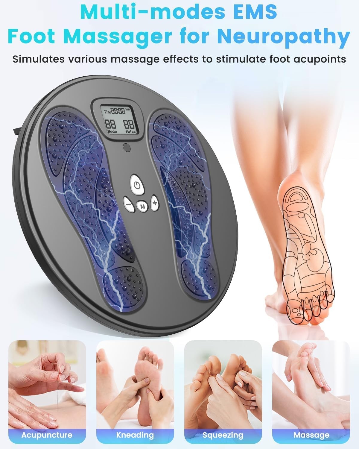 EMS Foot Massager for Neuropathy, Pain Relief, Circulation & Swollen Feet
