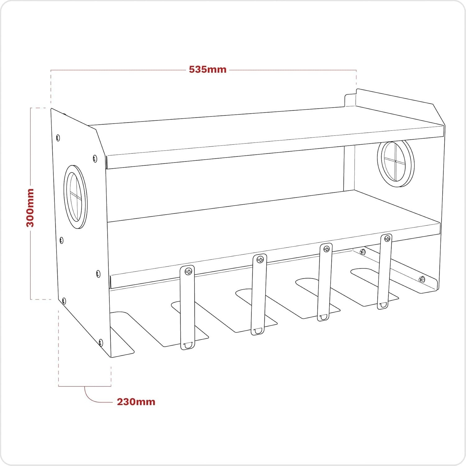 Wall-Mount Power Tool Rack 22x10x4cm Open Shelf Storage for Chargers & Tools
