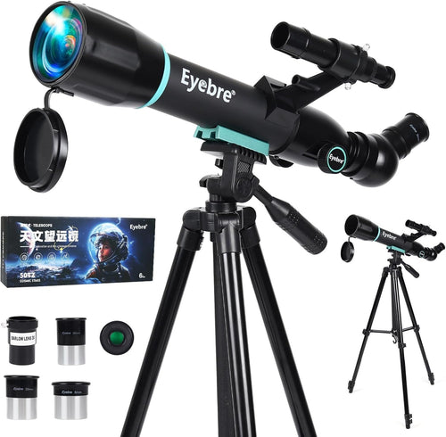 Kids Telescope 50mm 200X High Power Refractor Tripod Portable Black