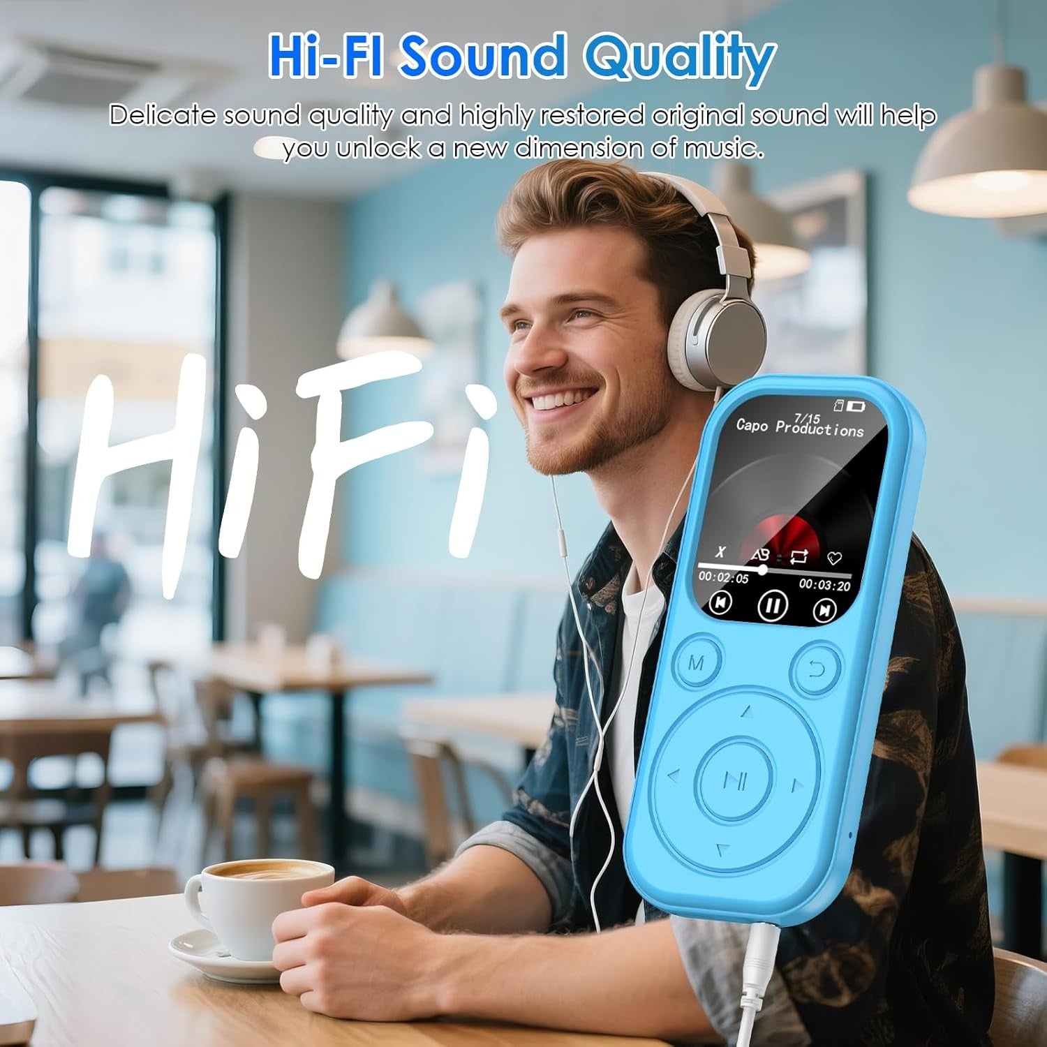 64GB Bluetooth MP3 Player Blue 2.01" HD Screen FM