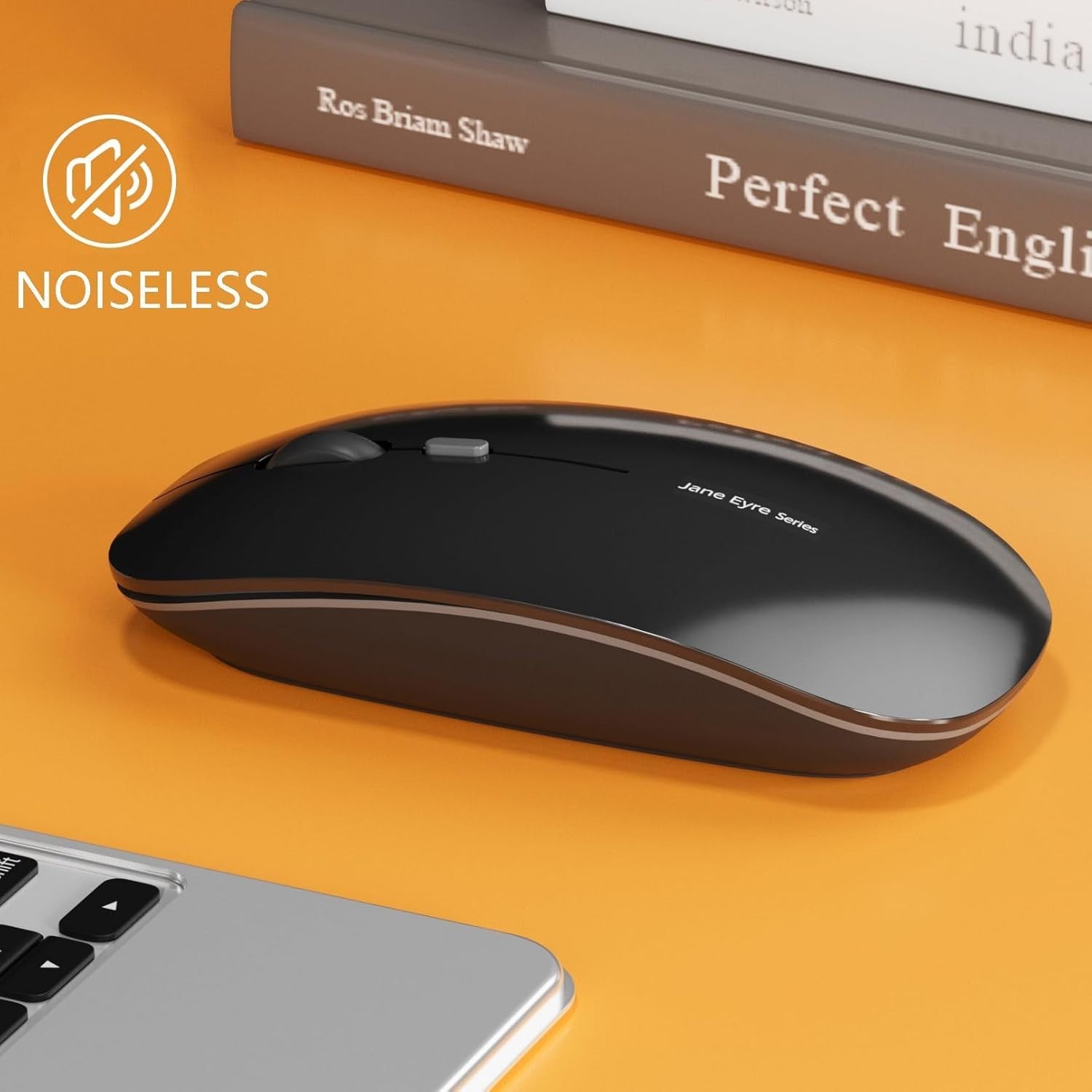 Wireless Mouse Rechargeable Silent Slim 2.4G 1600 DPI Black