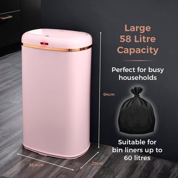 58L Motion Sensor Kitchen Bin Pink Rose Gold Touchless