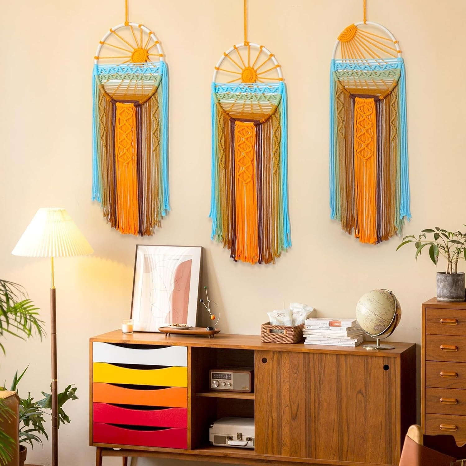3PCS Sunset Macrame Wall Hanging Boho Tapestry Set