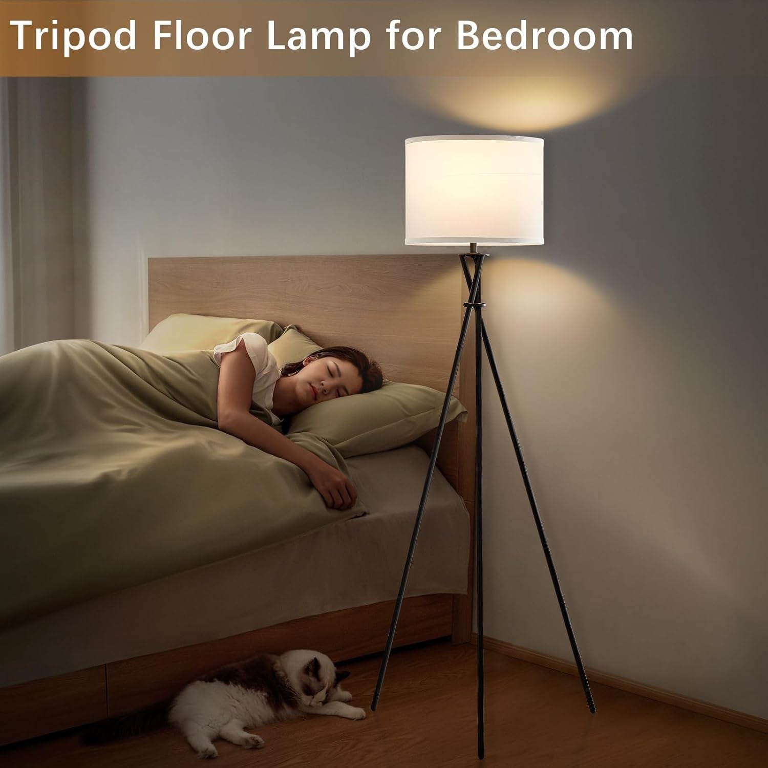 Tripod Floor Lamp Standing Light with Foot Switch Modern Living Room