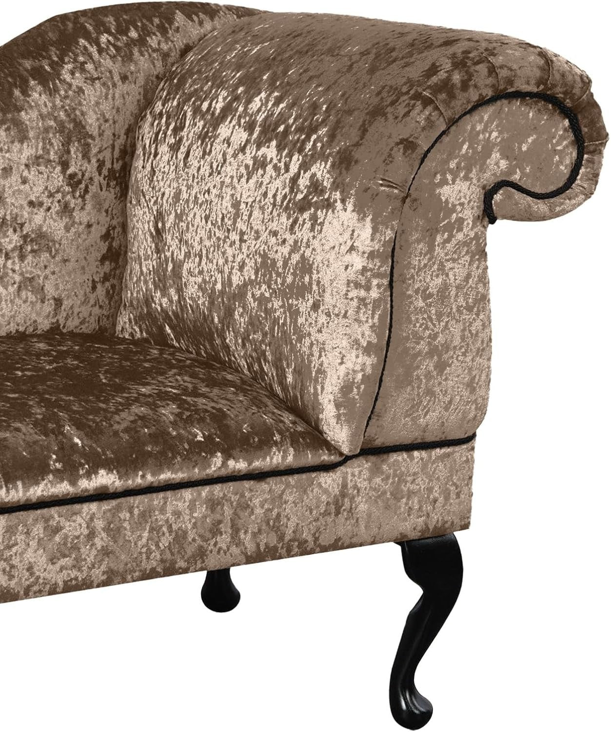 Stone Velvet Chaise Lounge Sofa | Right Hand | 135cm | Queen Anne Legs