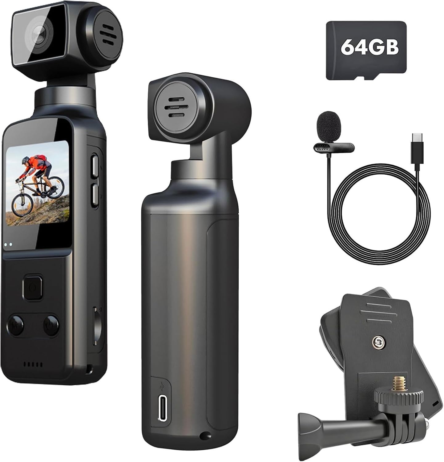 4K POV Body Camera WiFi Vlogging Action Cam 270° Rotating Lens