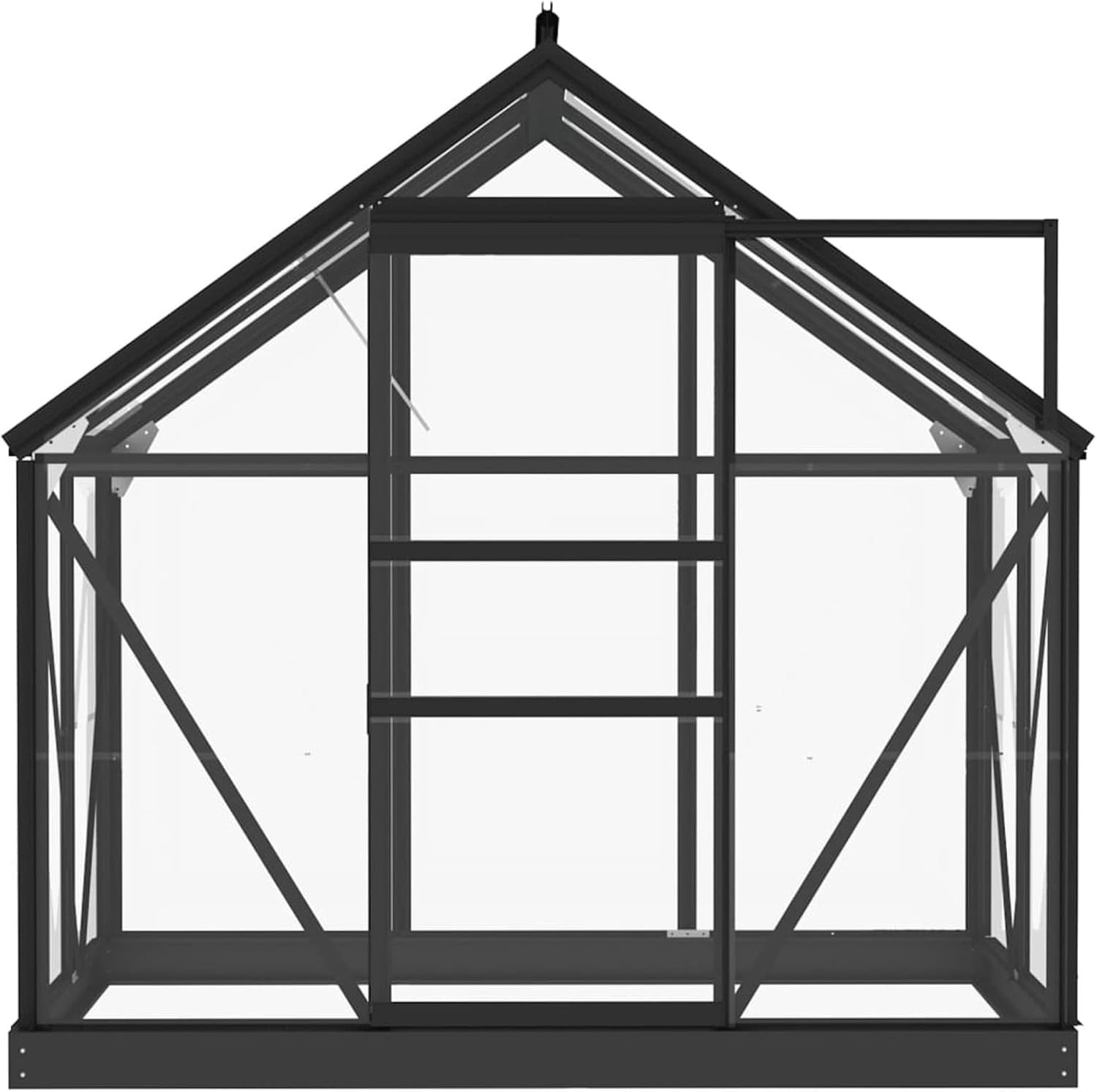 Luxury Walk-In Glass Greenhouse Anthracite Aluminium Frame 155x103x191cm