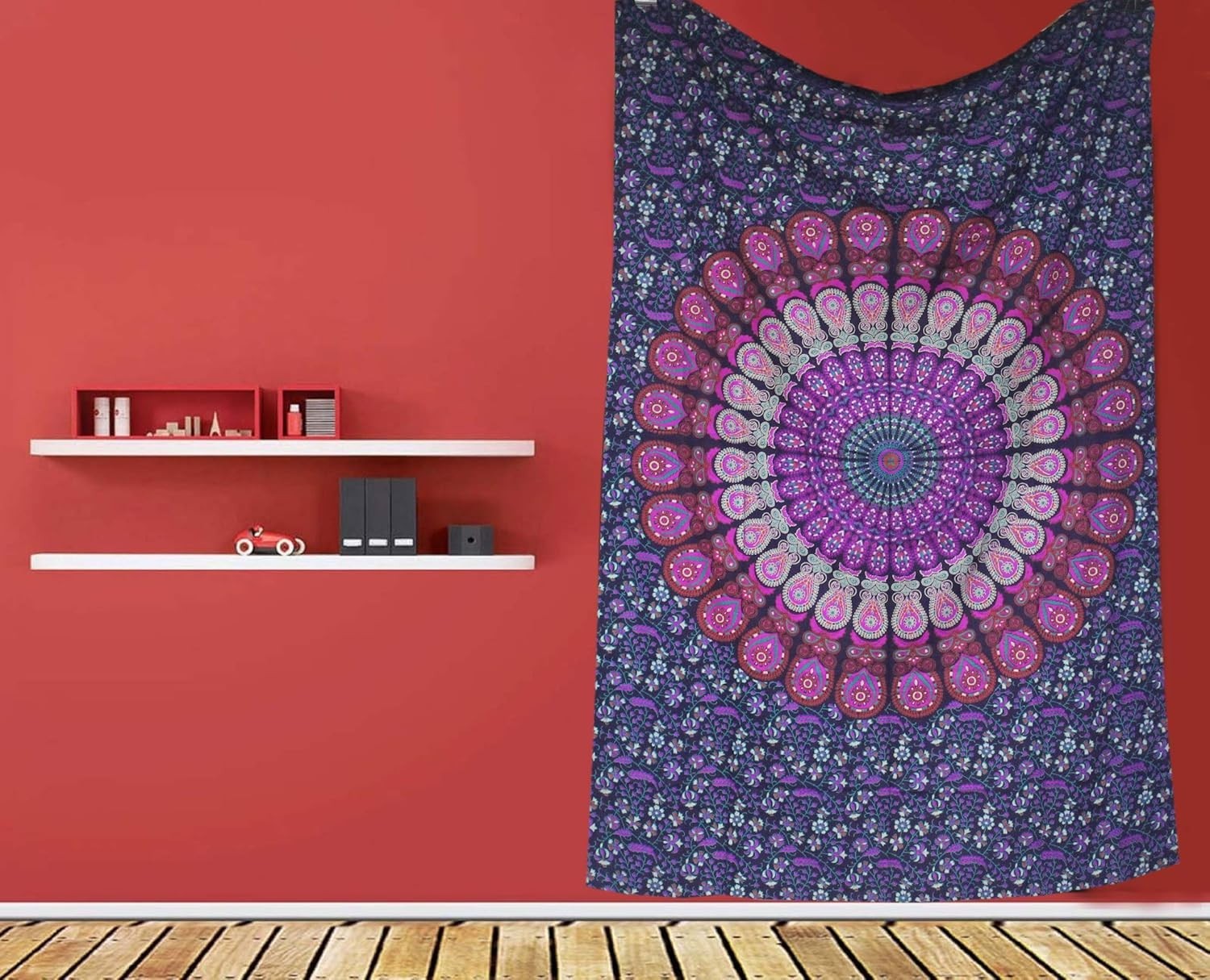 Purple Mandala Tapestry 52x60in Boho Wall Hanging Cotton Decor