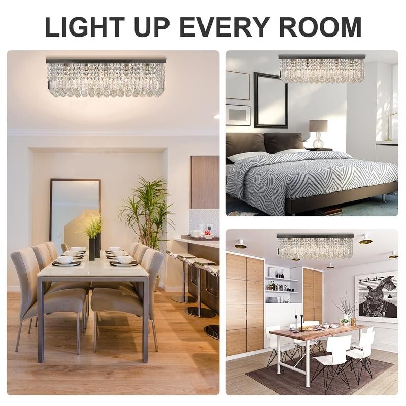 Luxury 80cm K9 Crystal Chandelier Ceiling Light E14 Flush Mount for Lounge Hall