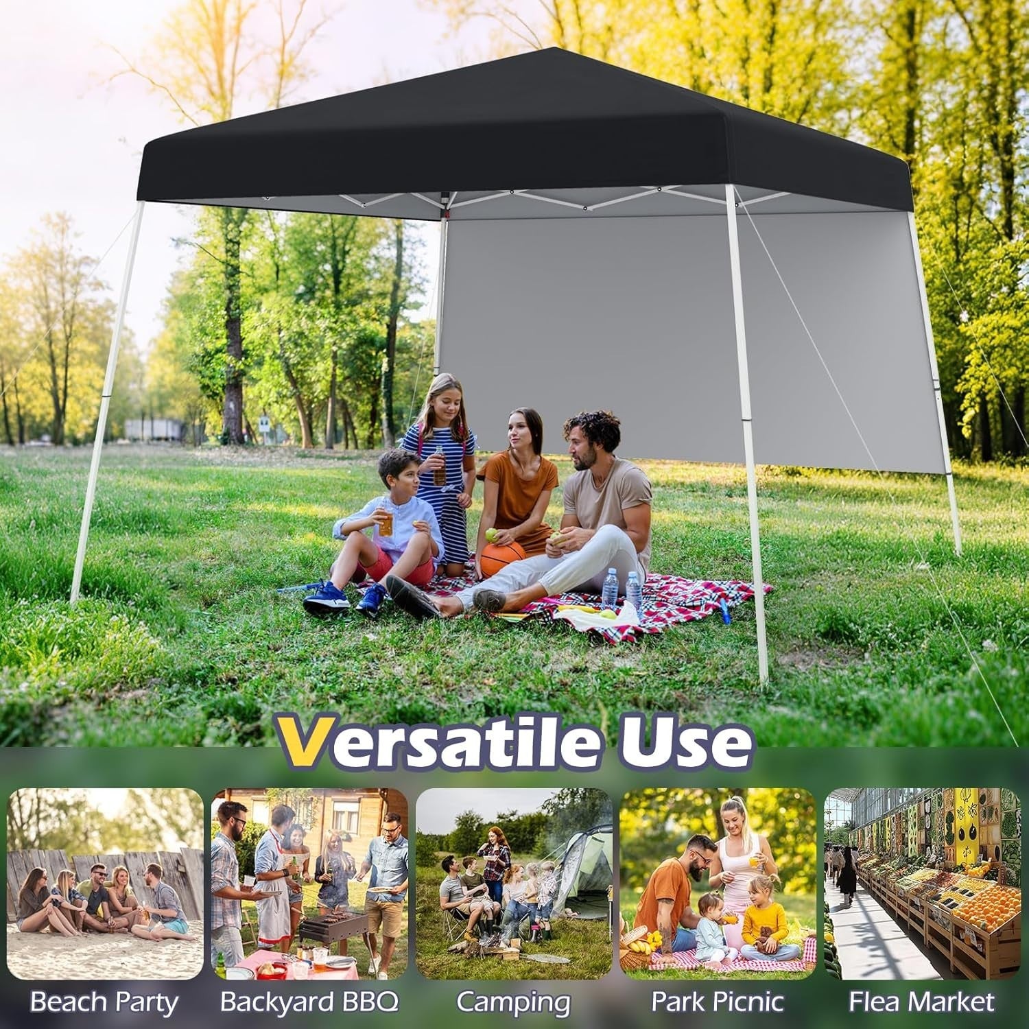 3x3M Black Pop-Up Canopy Tent UPF50+ Sunshade Outdoor Party Gazebo