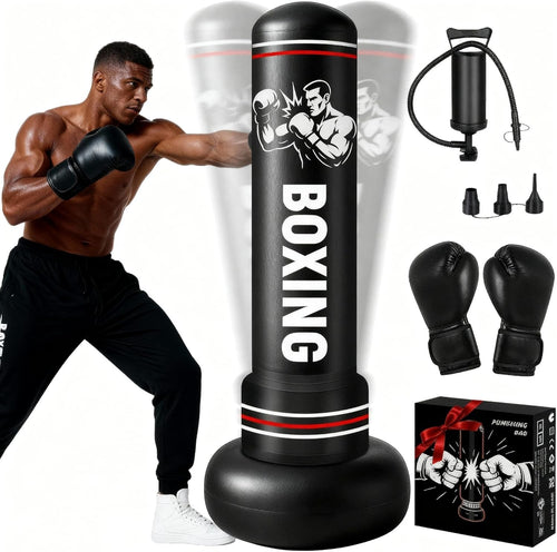 190cm Standing Punching Bag Inflatable MMA Kickboxing Training Set