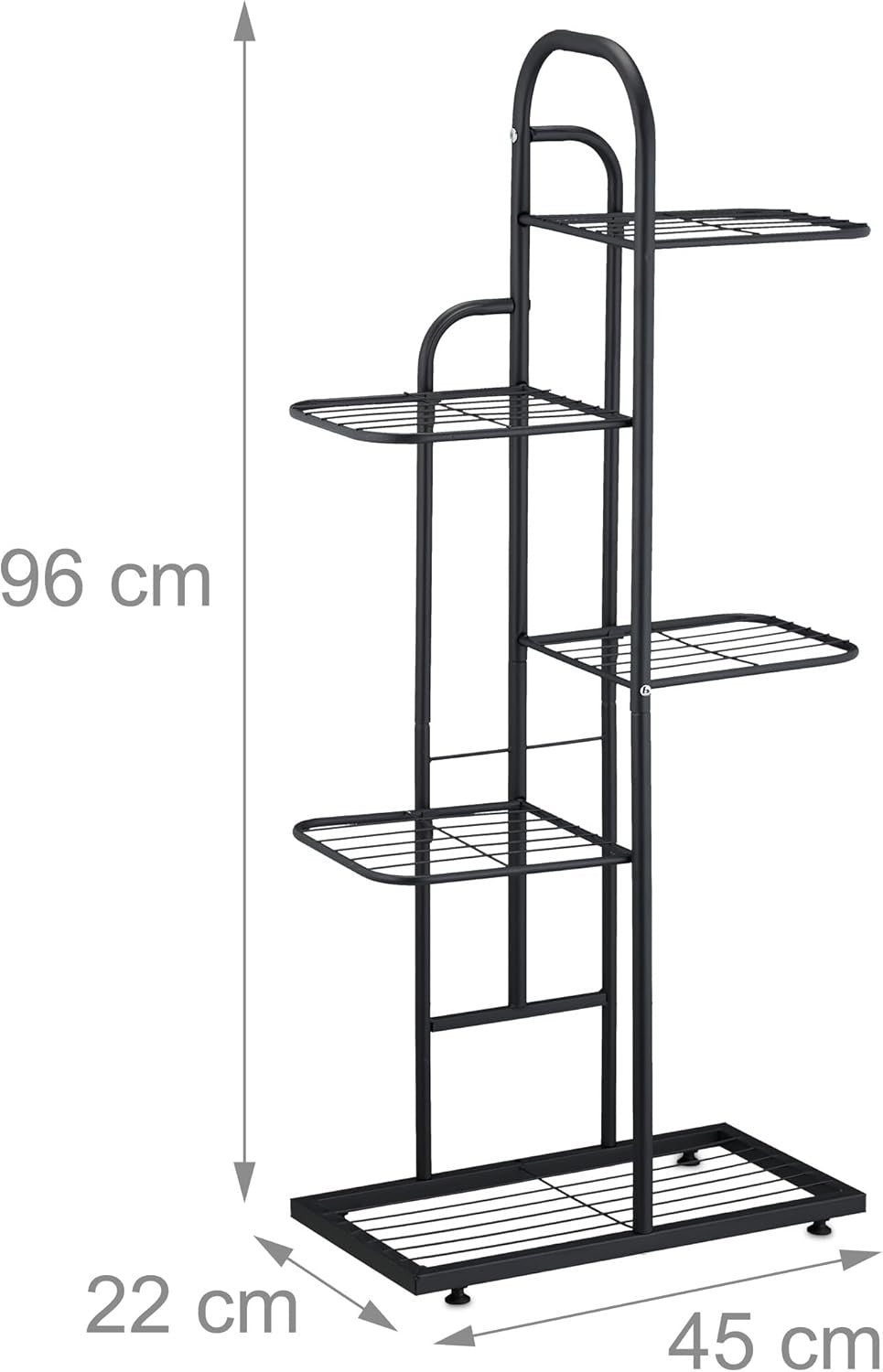 5 Tier Metal Plant Stand Black | Indoor Outdoor Flower Pot Display Shelf Rack