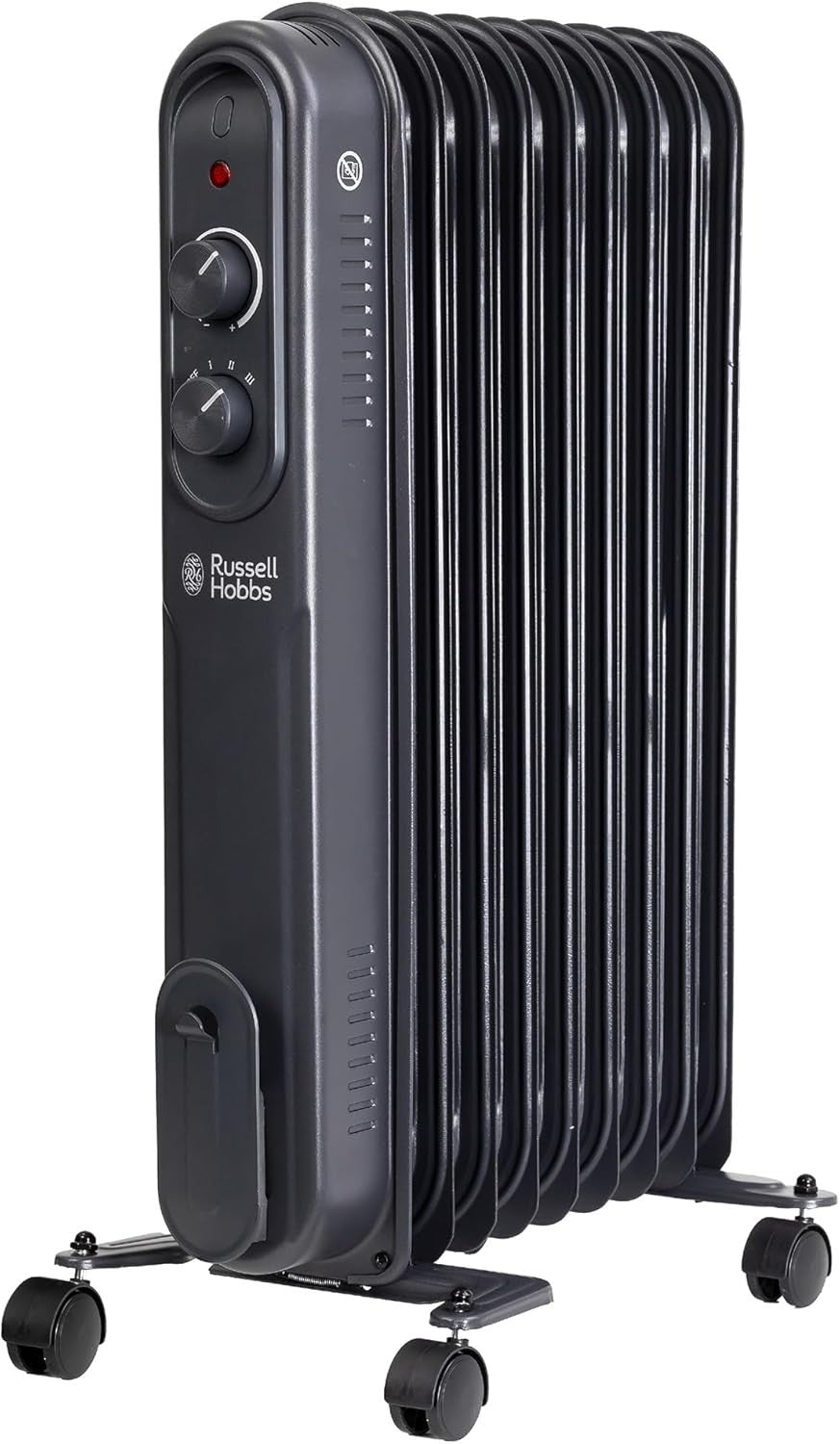 2000W Oil Filled Radiator 9 Fin Portable Electric Heater Anthracite
