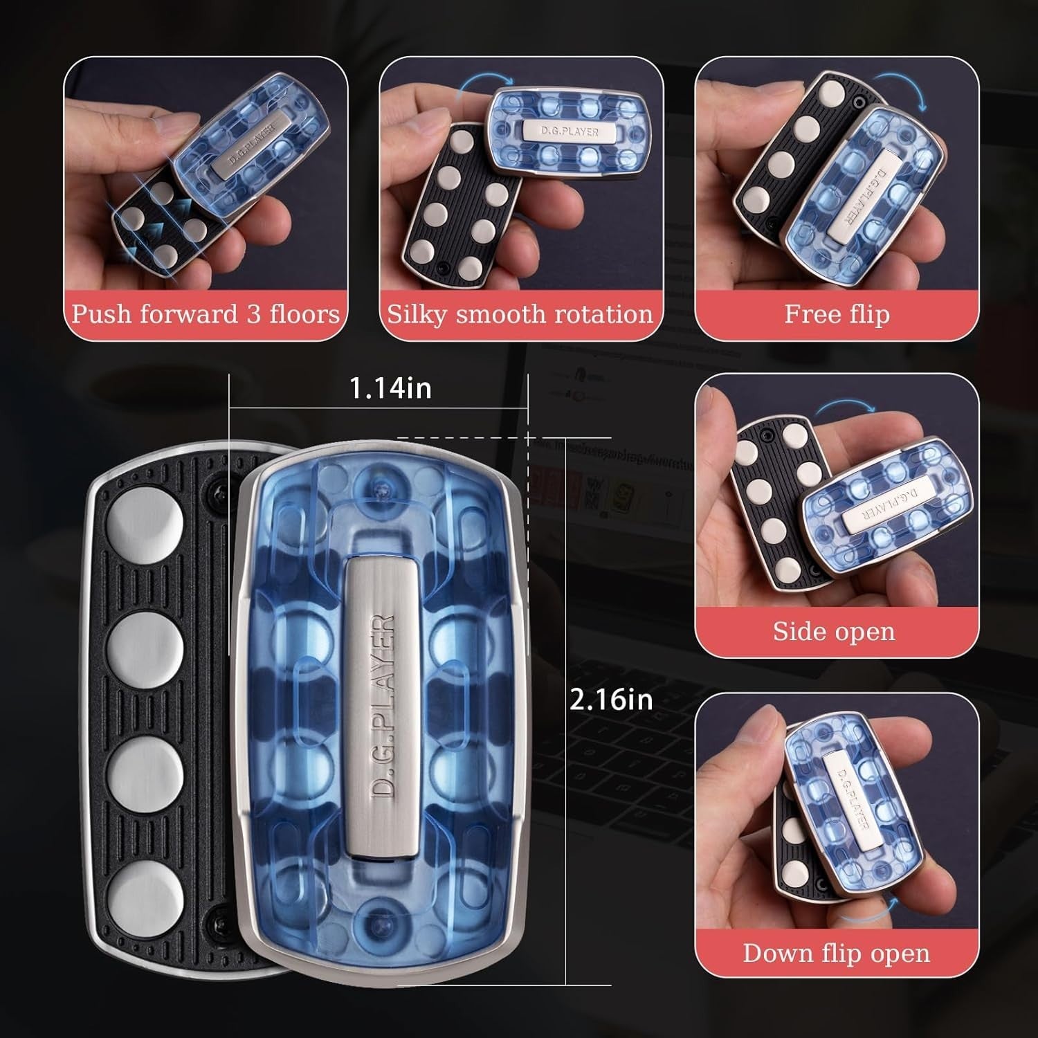 Metal Fidget Slider Sound Silent Sensory Toy Stress Relief ADHD