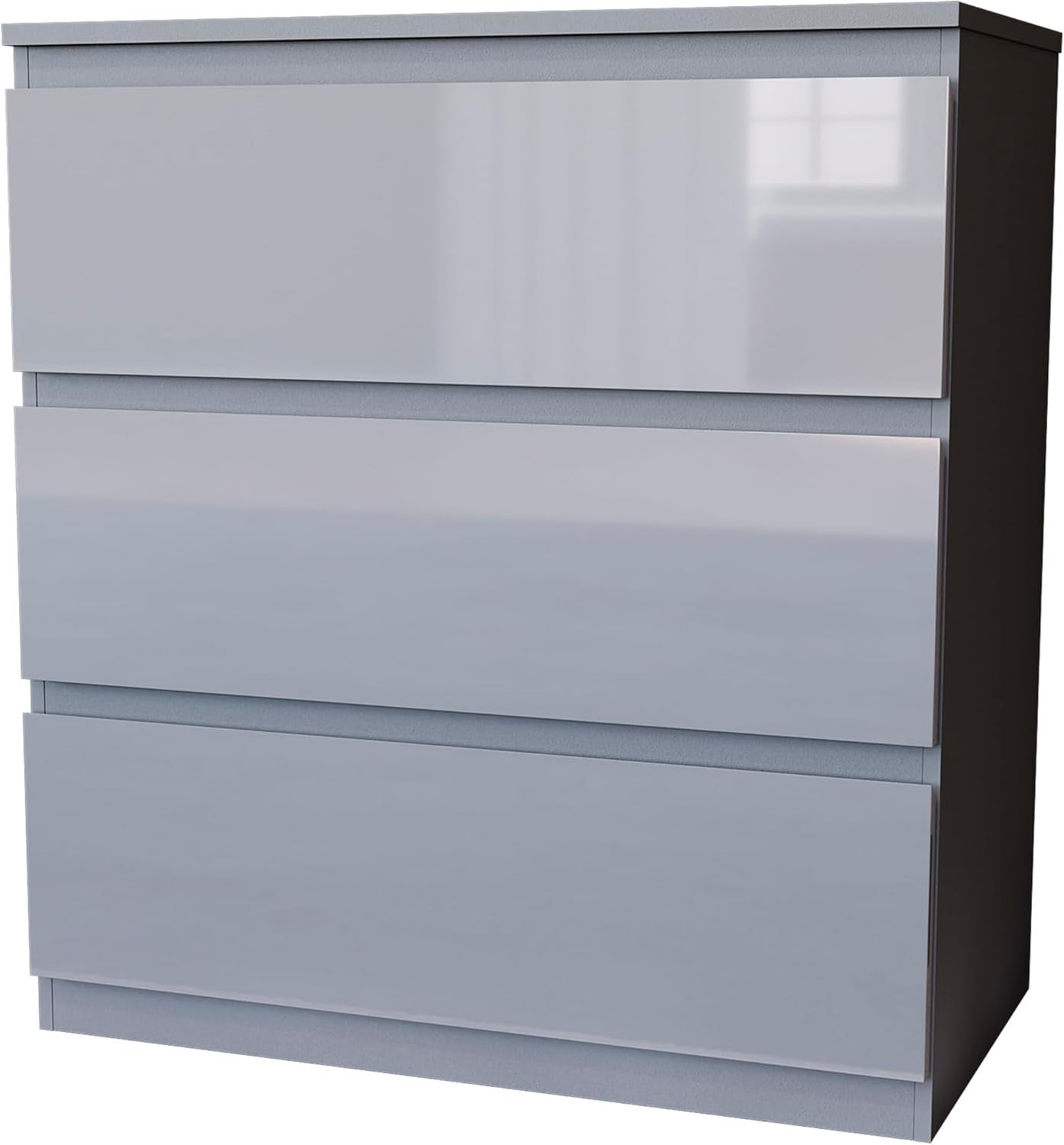 Modern Grey 3-Drawer Chest Storage Cabinet | Smooth Glide, Durable Wood
