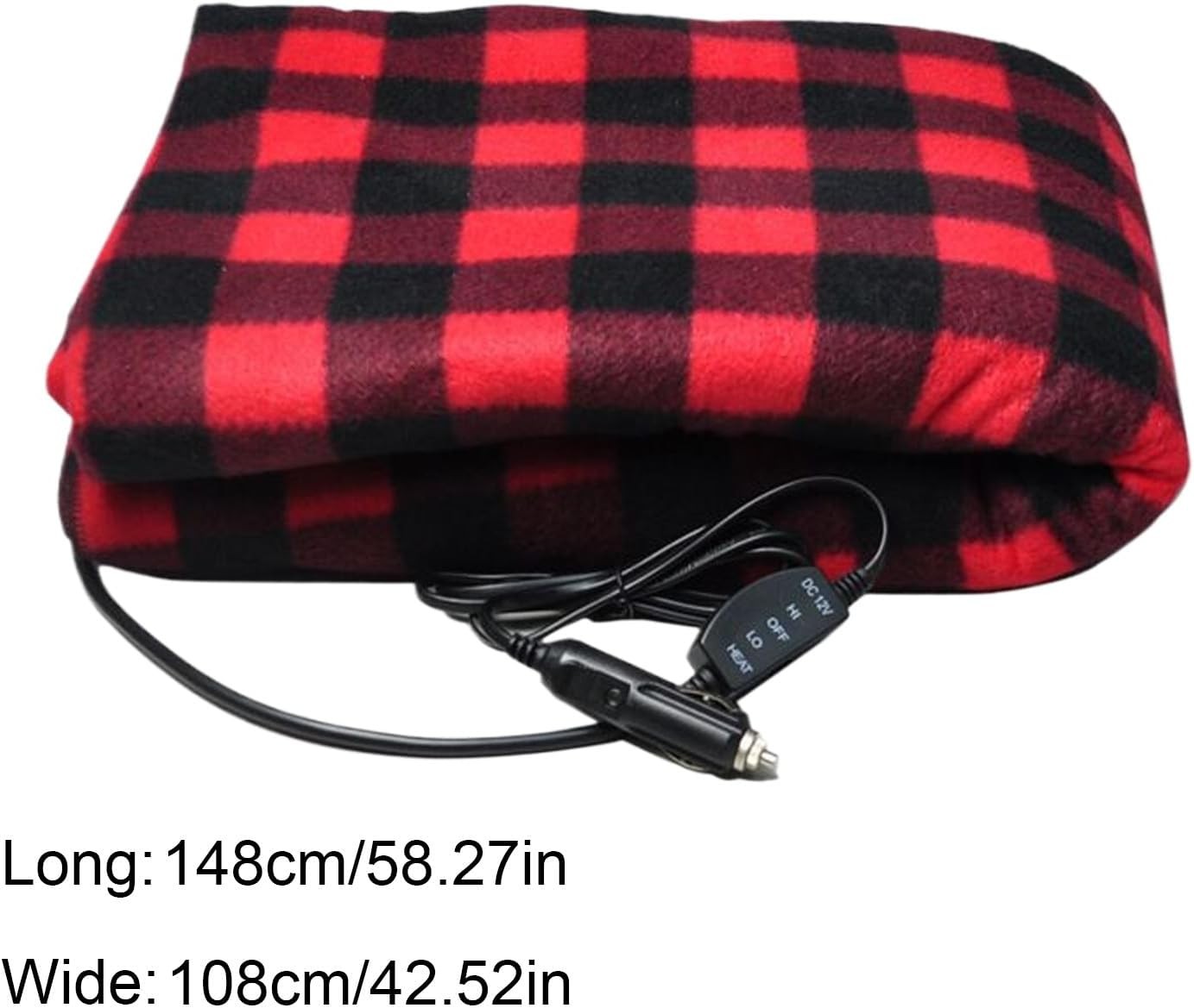 12V Electric Heated Car Blanket Throw 3 Heat Levels Travel Camping Warm