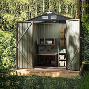 6x4FT Metal Garden Storage Shed Waterproof Outdoor Tool & Bike House