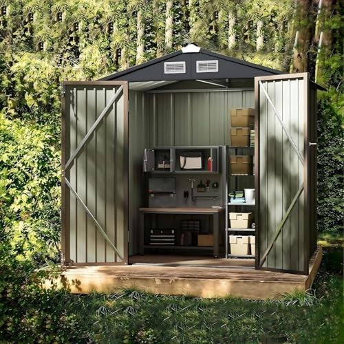 6x4FT Metal Garden Storage Shed Waterproof Outdoor Tool & Bike House