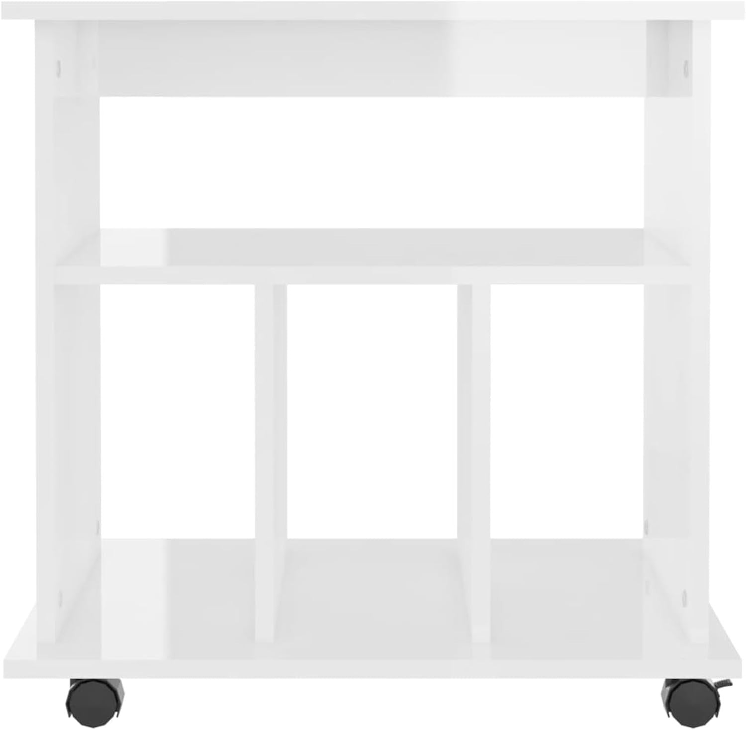 High Gloss Rolling File Cabinet Wooden Under Desk Storage Unit White