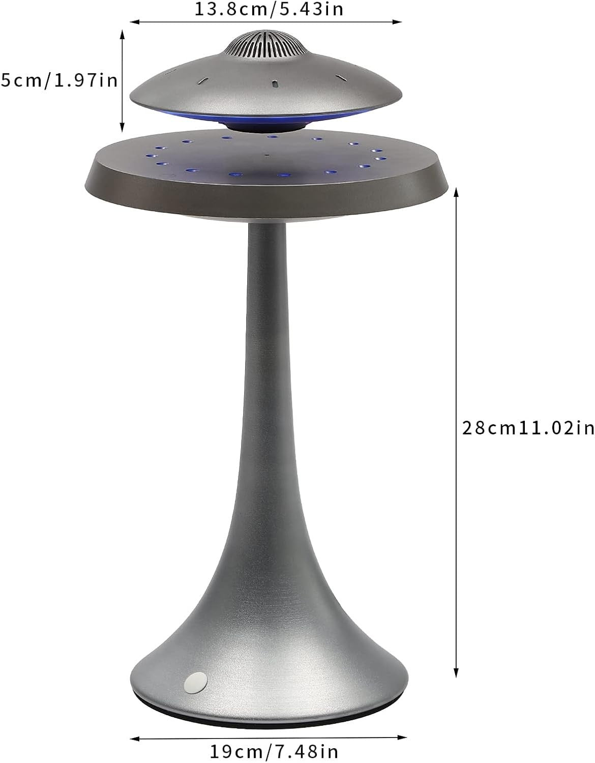 Magnetic Levitating Bluetooth Speaker Grey, Floating LED UFO 5W Stereo