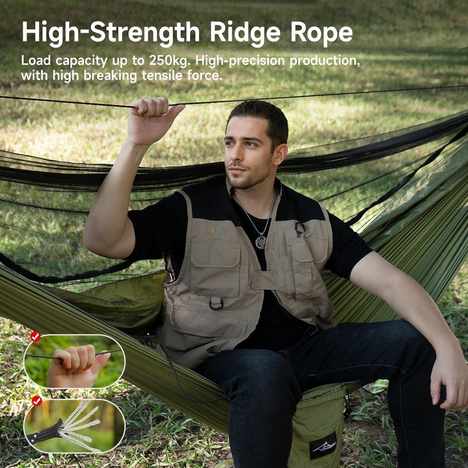 Camping Hammock with Mosquito Net & Tree Straps | Lightweight, 290x140CM