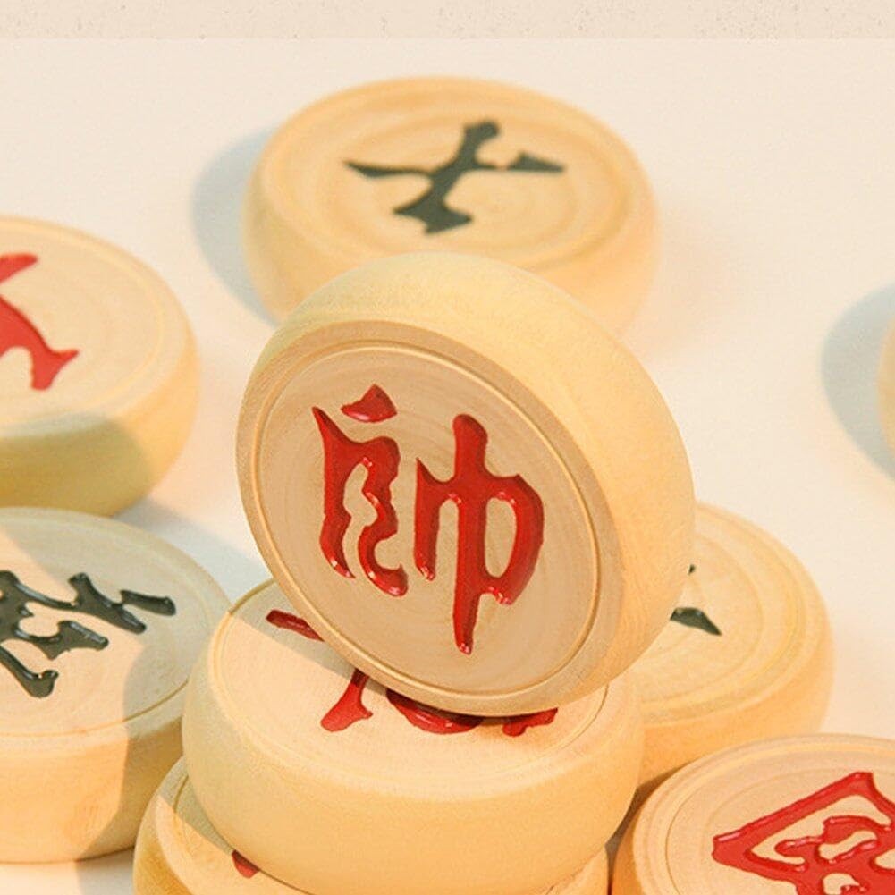 Wooden Xiangqi Travel Chess Set with Leather Board – 2 Player Strategy Game