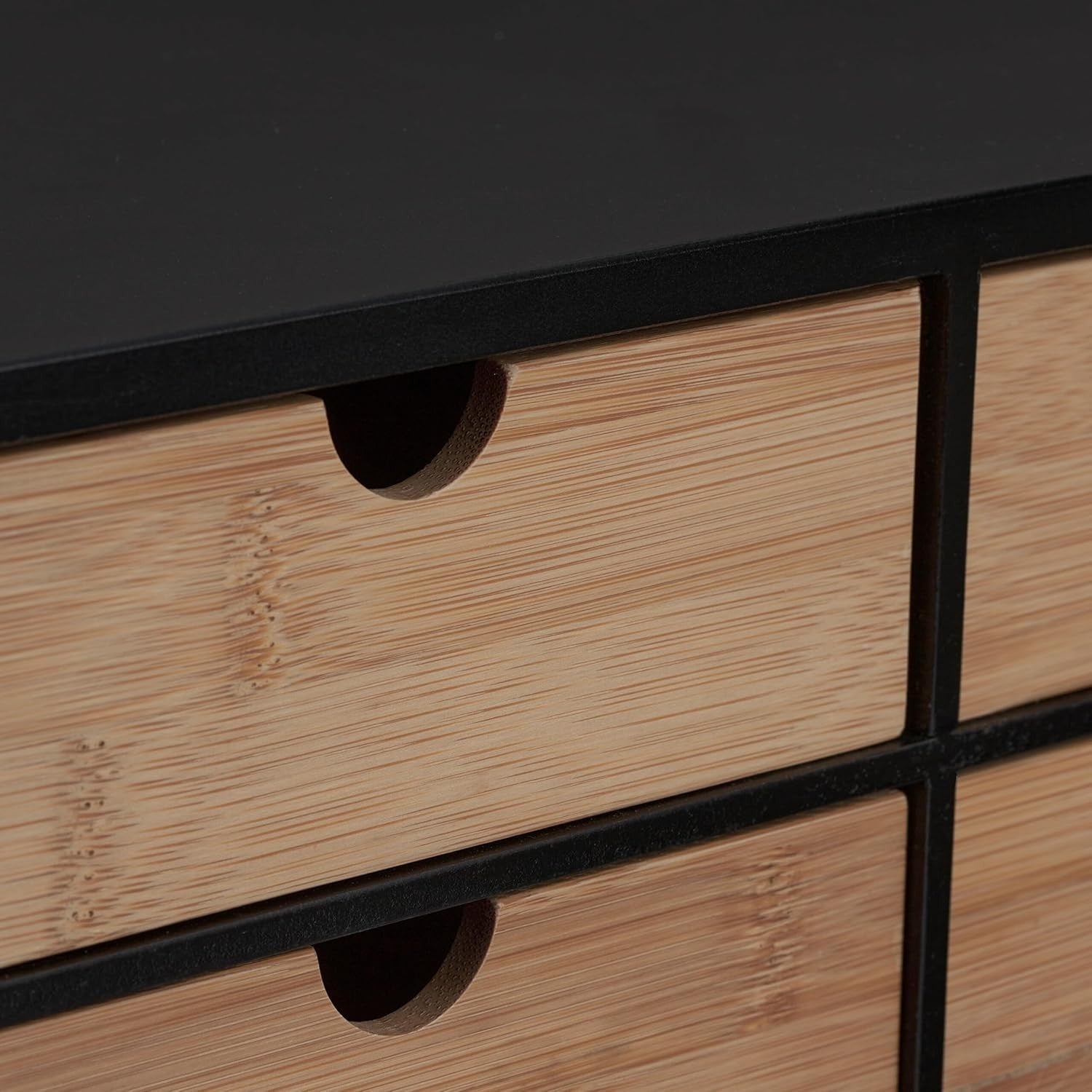 Bamboo Desk Organizer with 4 Drawers for Office & Stationery Natural/Black
