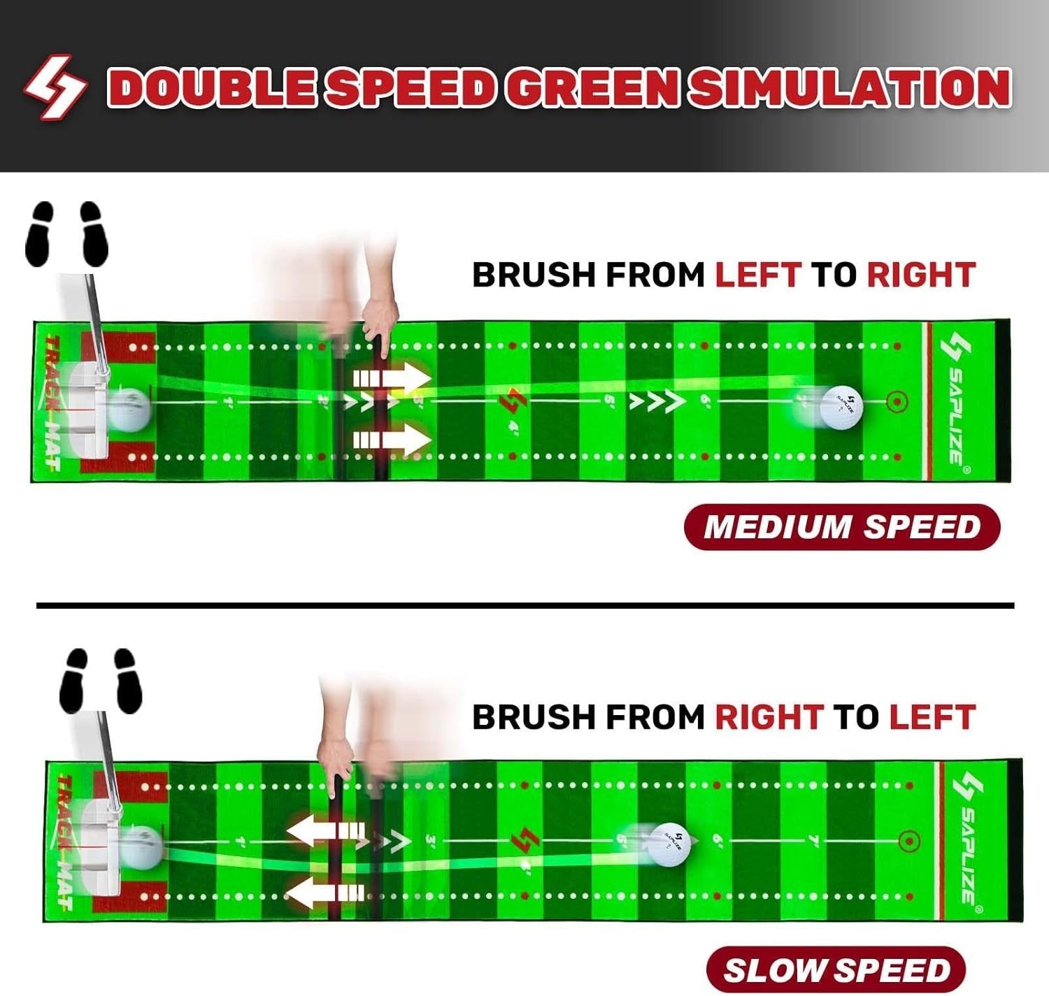 Golf Putting Mat 20" x 10ft Indoor Outdoor Training Aid Alignment Speed Track