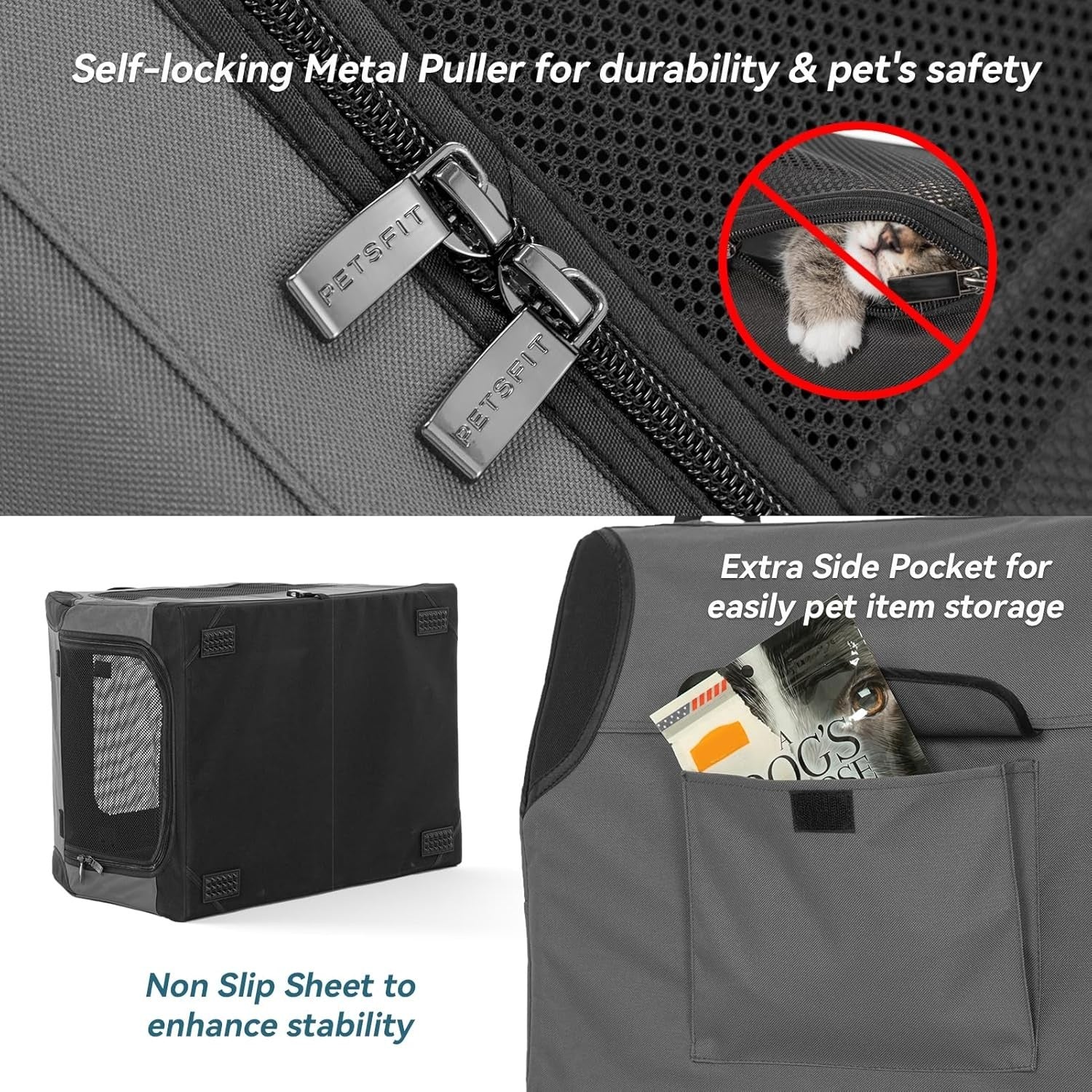 Portable Soft Dog Crate for Small Pets – Collapsible & Travel-Friendly (Grey)