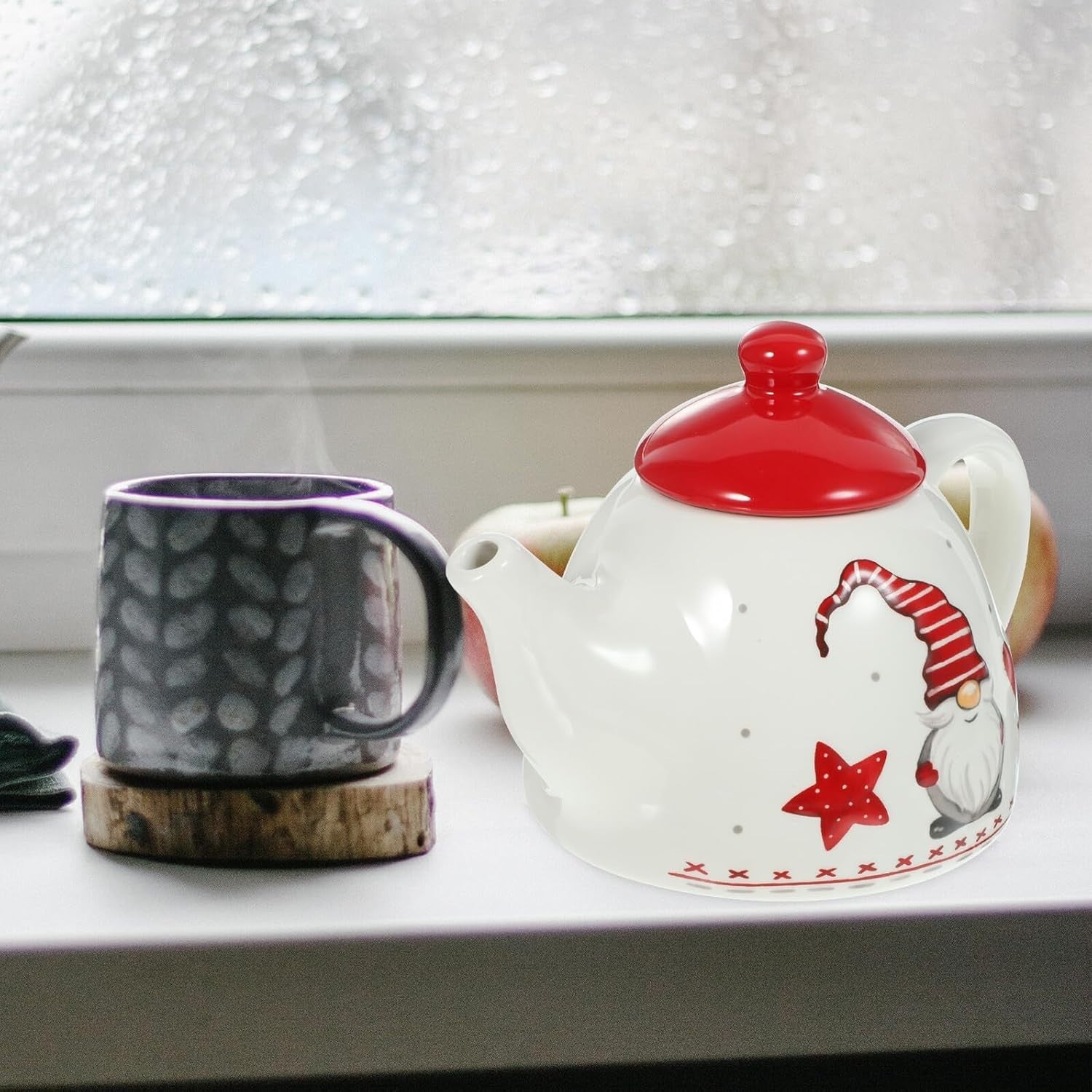 Christmas Santa Ceramic Teapot Nordic Embossed Tea Pot Xmas Decor