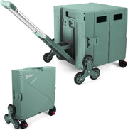Folding Shopping Trolley with Stair Climbing Wheels 76L Heavy Duty Utility Cart