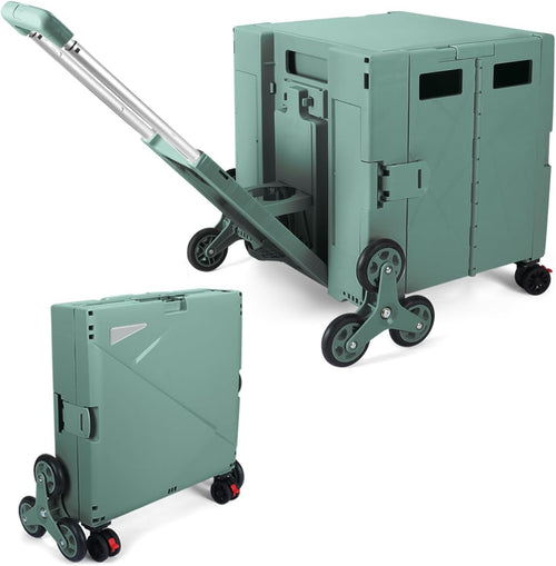Folding Shopping Trolley with Stair Climbing Wheels 76L Heavy Duty Utility Cart