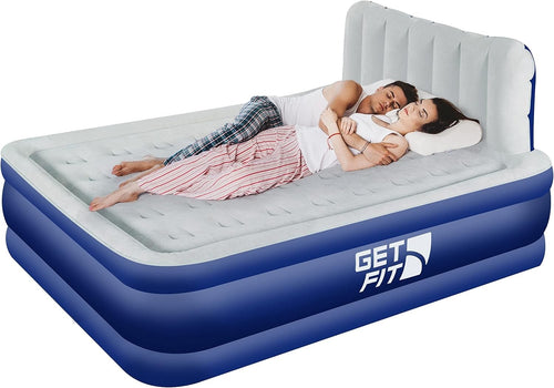 Double Electric Air Bed with Headboard & Inflatable Pillows – Quick Inflate, Out