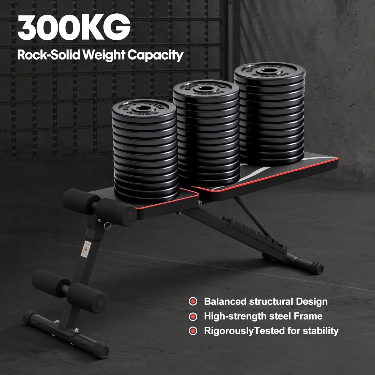 Adjustable Foldable Weight Bench 300kg Incline Decline Home Gym