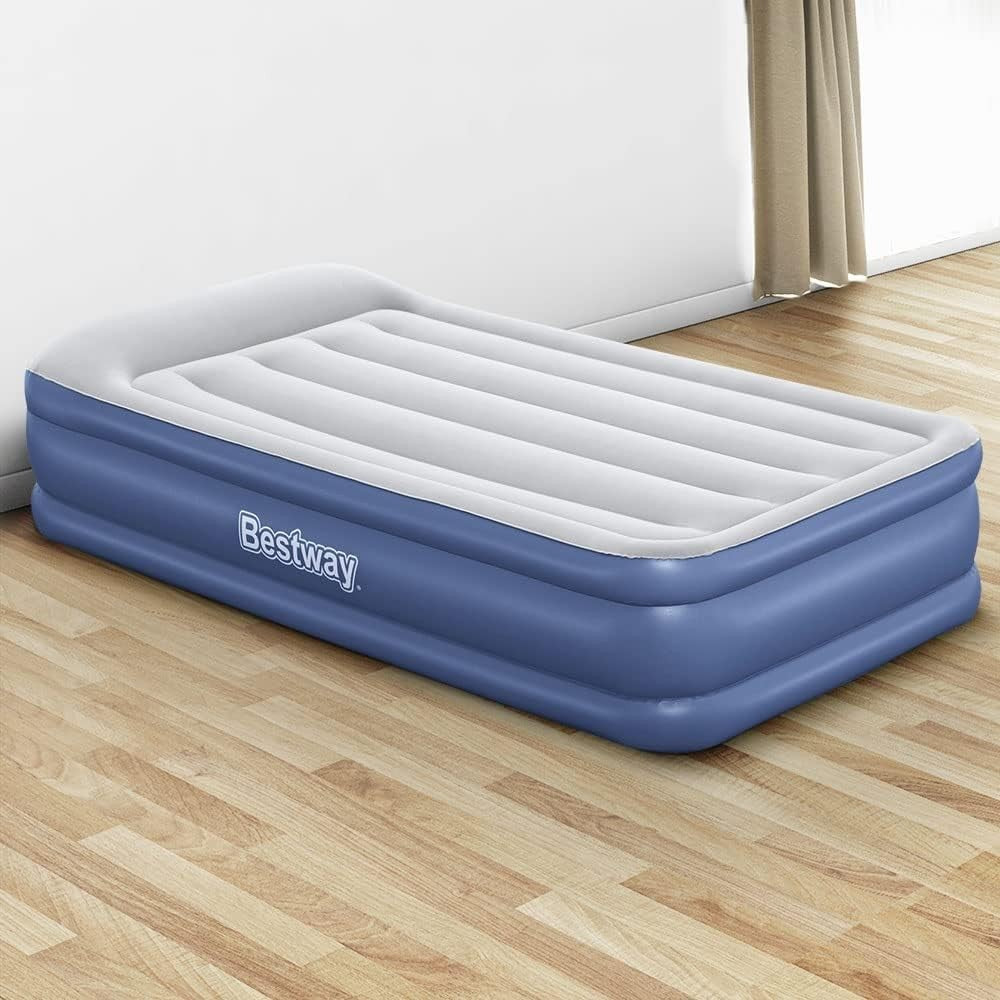 Inflatable Air Bed Built-In Electric Pump Single Raised Guest Bed
