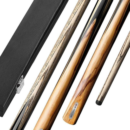 57in One Piece Snooker Pool Cue 10mm Tip Ash Wood 19oz + Case Ext