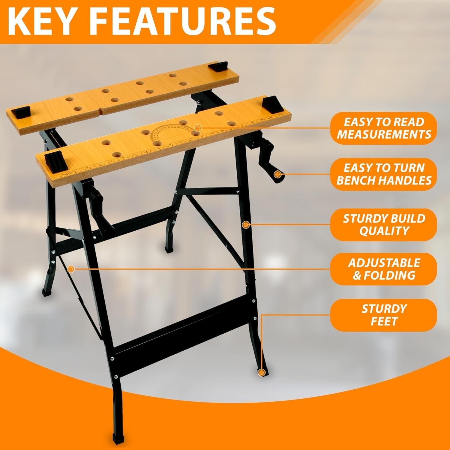 Folding Workbench 100kg Heavy Duty Steel Frame Adjustable Clamping Table