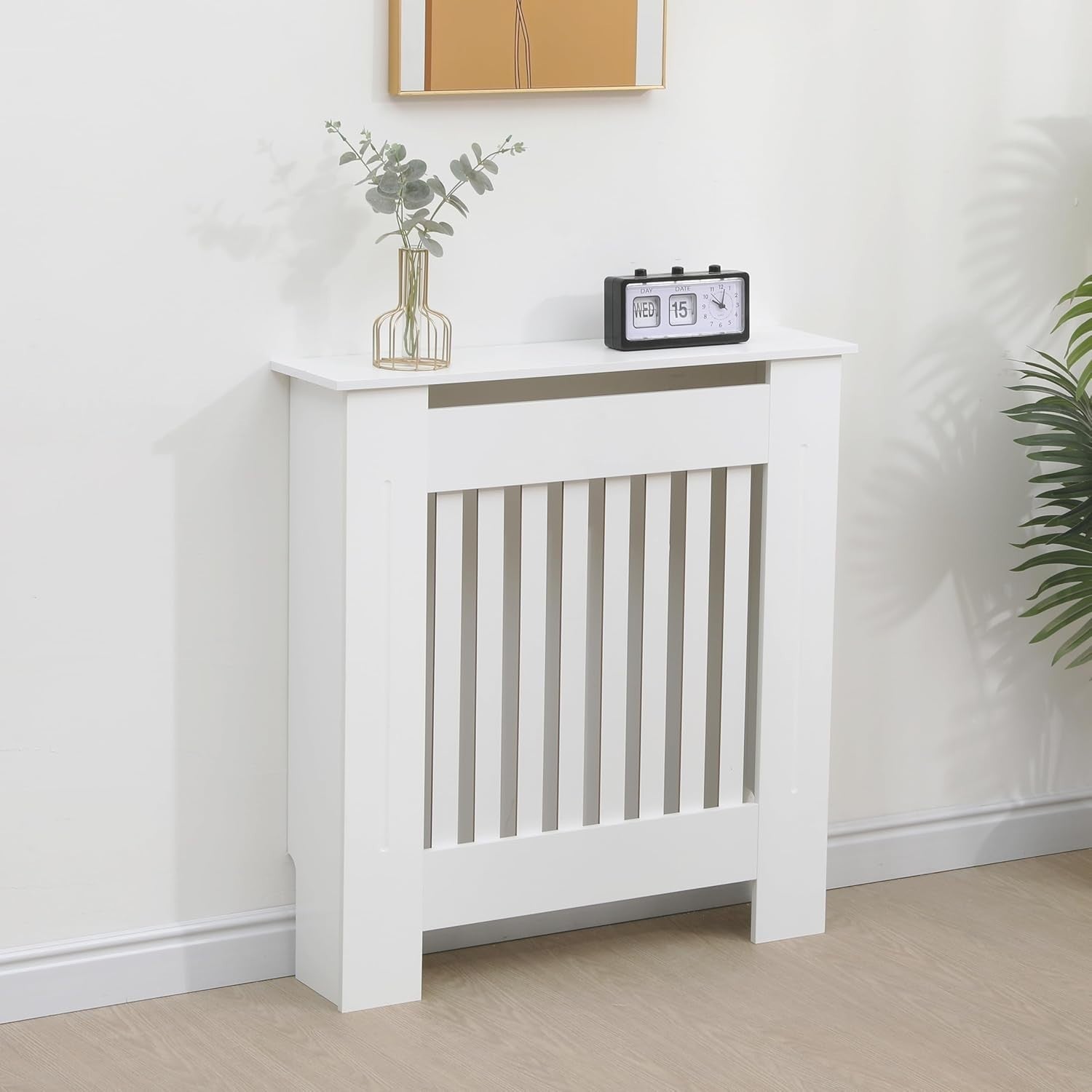 White Modern Radiator Cover Shelf Cabinet MDF Wood Heater Protector Small
