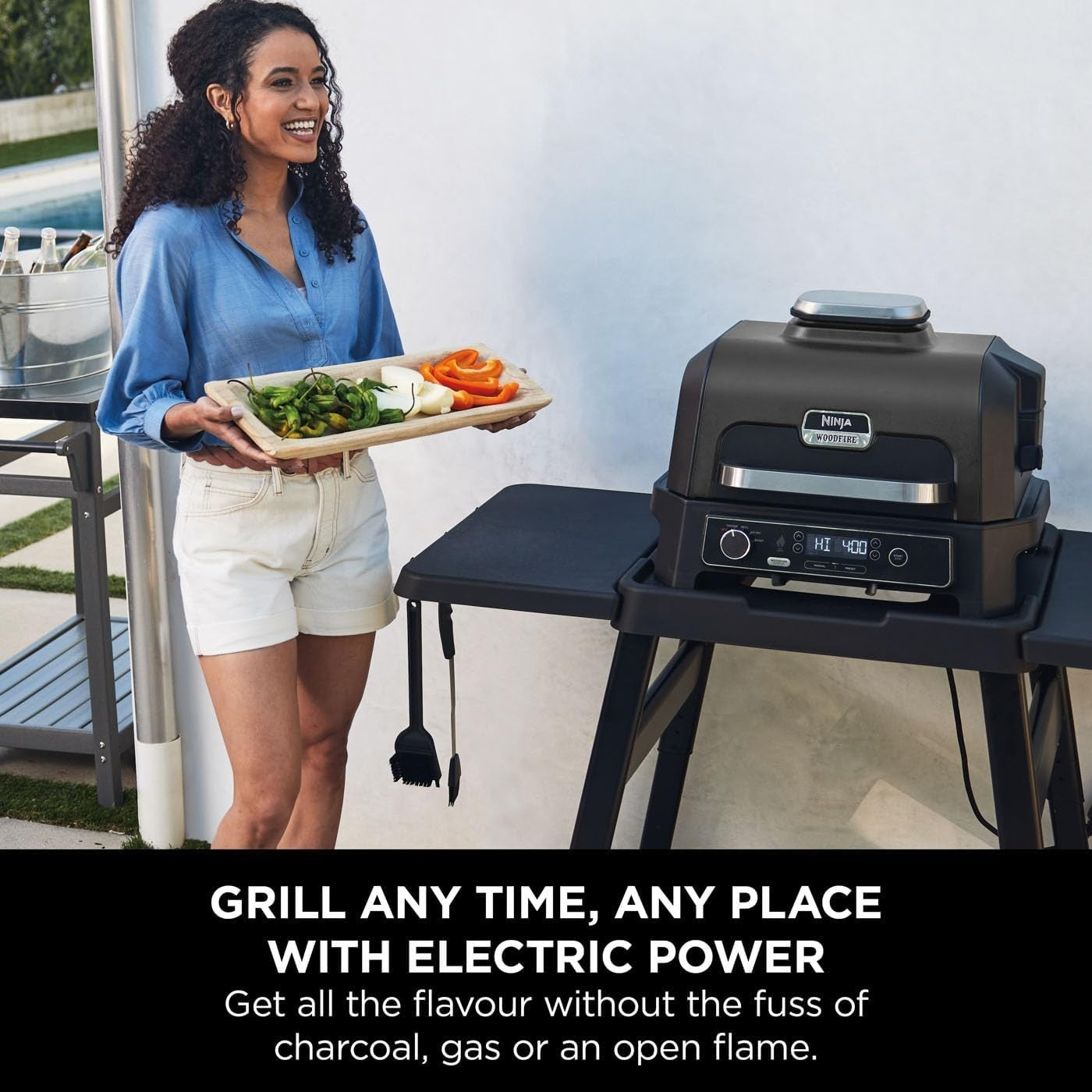 Electric BBQ Grill & Smoker 4-in-1 with Smart Temperature Probe – Large Portable