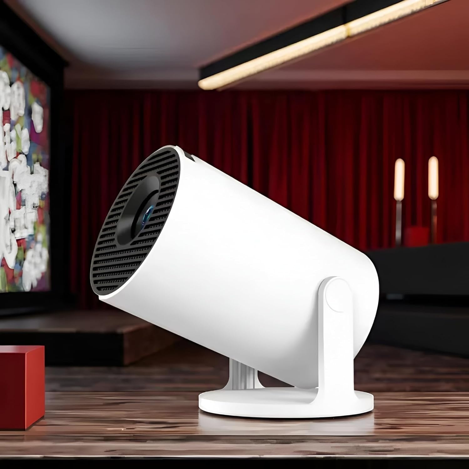 4K Smart Mini Projector 1080P Android WiFi 6 Bluetooth 180° Portable